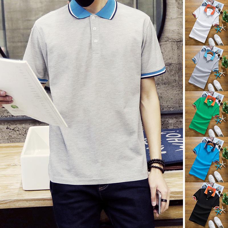 

Men' Polos Men Lapel Short Sleeve Panel Polo Shirt Summer Large Size School Class Clothing Asian -5XL, Black