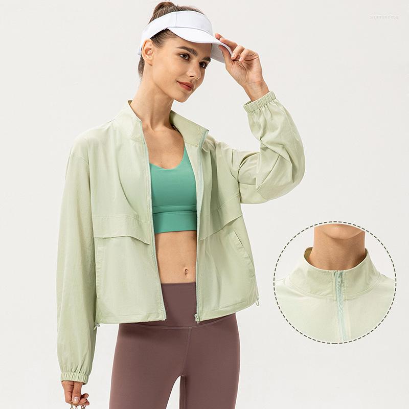 

Active Shirts Women Sports Gym Workout Jackets Long Sleeve Running Track Jacket Ladies Yoga Top Fitness Coat Zip Loose Windbreaker, White