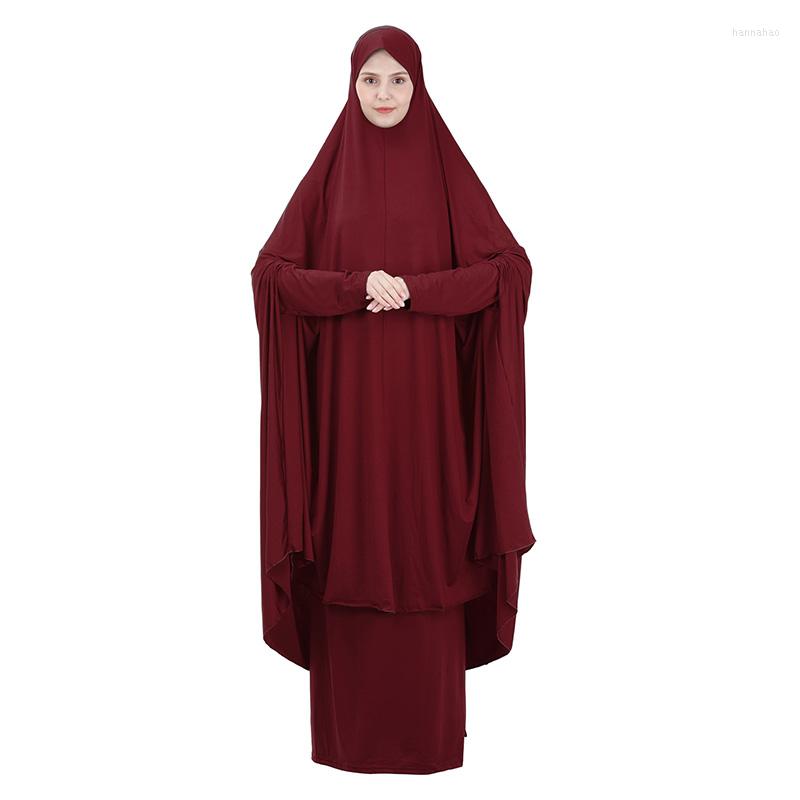 

Ethnic Clothing Egypt Saudi Arabia Prayer Costume Muslim Women Hijab Long Skirt Set Islamic Ramadan Dress Israel Top Two-piece