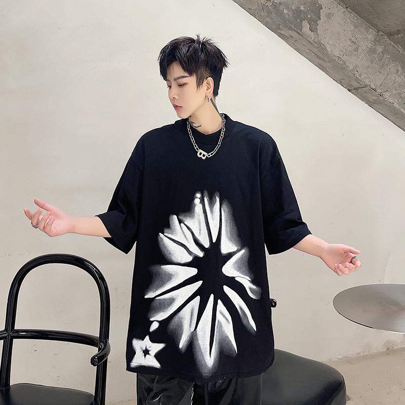 

Men's T Shirts Summer Men Print Short Sleeve Loose T-shirt Japan Korean Streetwear Fashion Women Tee Shirt Unisex Hip Hop TshirtMen's, H1539 black