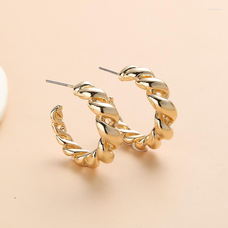 

Stud Earrings Vintage Spiral Twist Hoop For Women Punk Party Trendy Gold Color Jewelry Accessories Pendientes