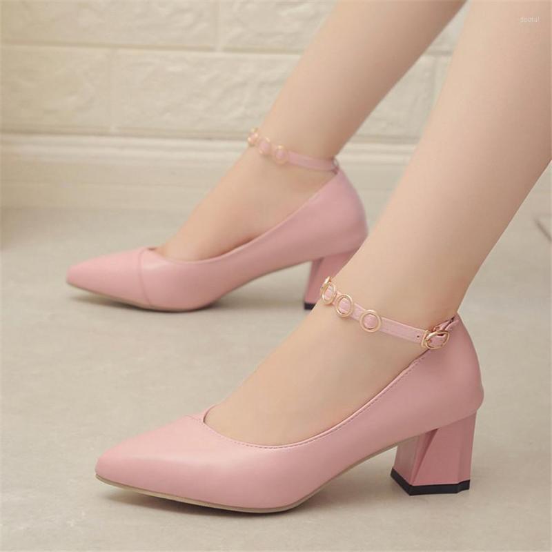 

Dress Shoes 2022 Autumn Women Buckle Strap Pointed Toe Boat Soft Leather Shallow High Heels Female Mary Jane Pumps Wedding, Black