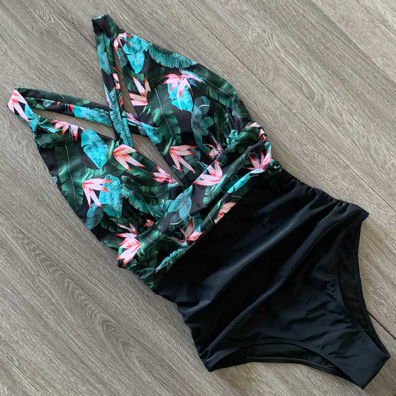 

Swim Wear 2022 New Sexy One Piece Swimsuit Female Floral Women Swimwear Push Up Bathing Suits Bodysuits Beach wear Deep V-neck Monokini T221208