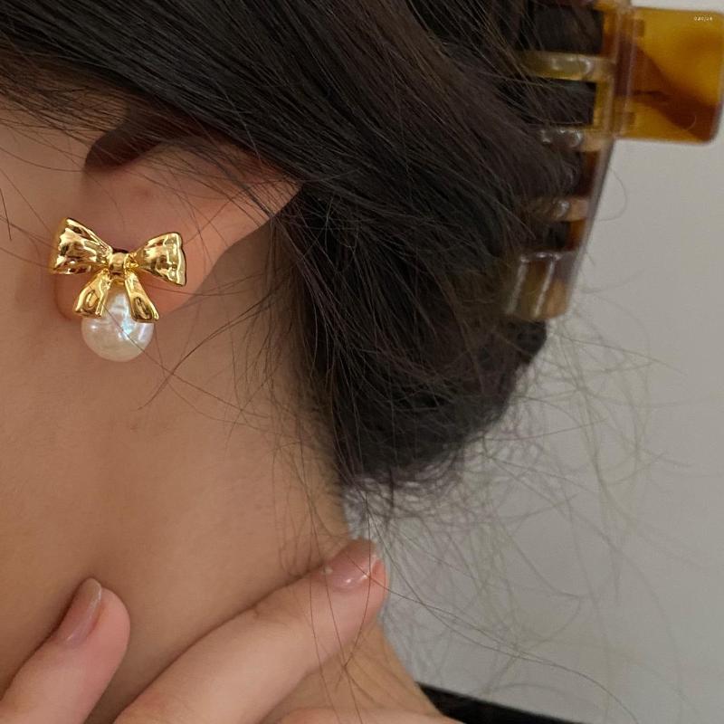 

Stud Earrings Women's High-Sense Bowknot Summer Trendy Pearl Gentle