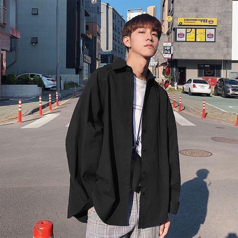 

Men's Casual Shirts Black Shirt Men's Long-sleeved Korean Trendy Handsome Blouse Spring Autumn Fashion Versatile Loose Lover Top