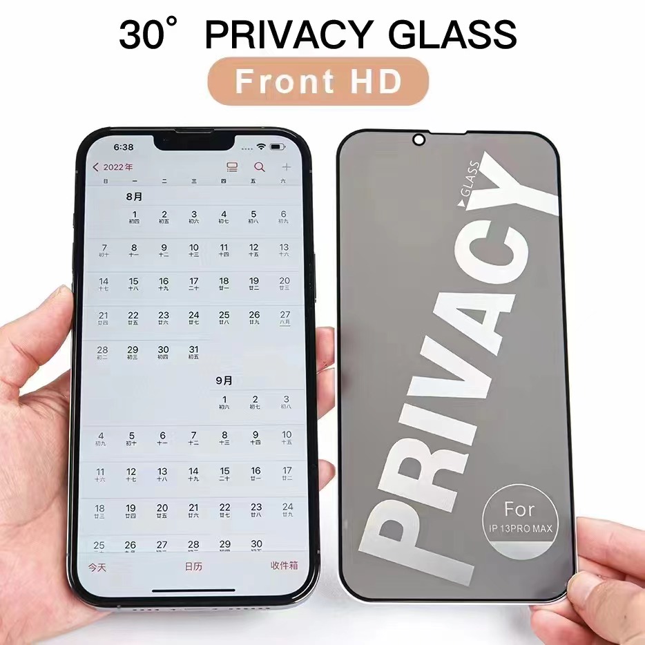 

30° PRIVACY GLASS PROTECTOR For iphone 14 14pro samsung A51 HUAWEI promax phone screenprotector High Clear with Packing fingerprint tempered screenguard for apple