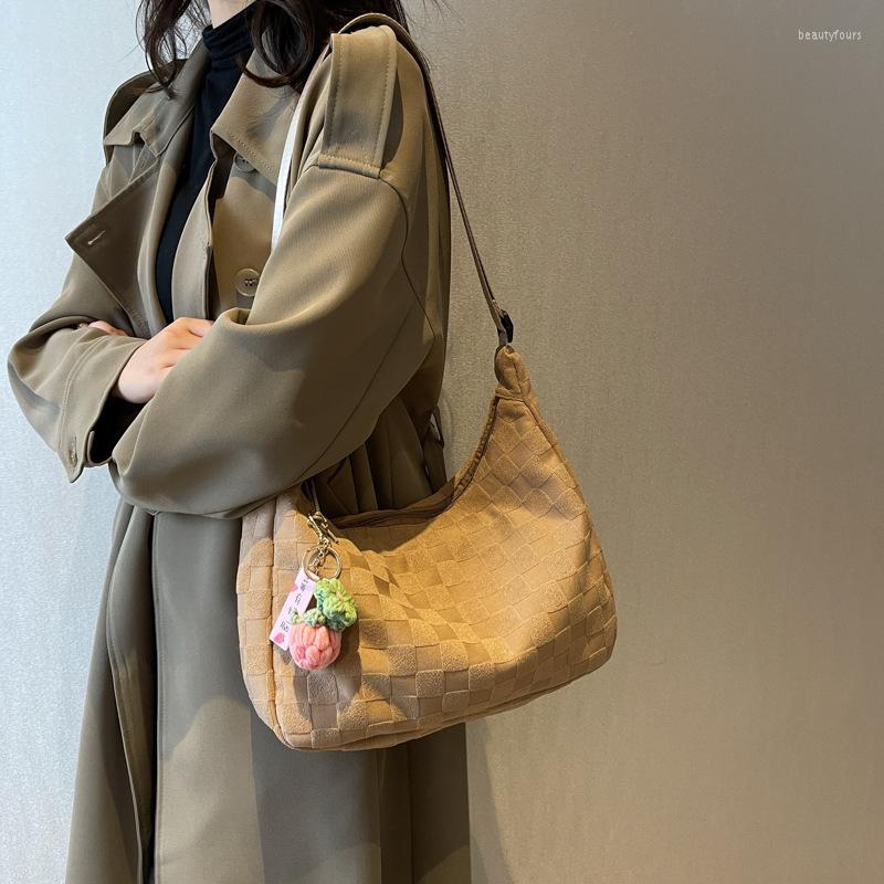 

Evening Bags Women Hobo Handbags Fashion Solid Plaid Shoulder Female Crossbody Bag Women's Versatile Handbag Daily Totes, Black