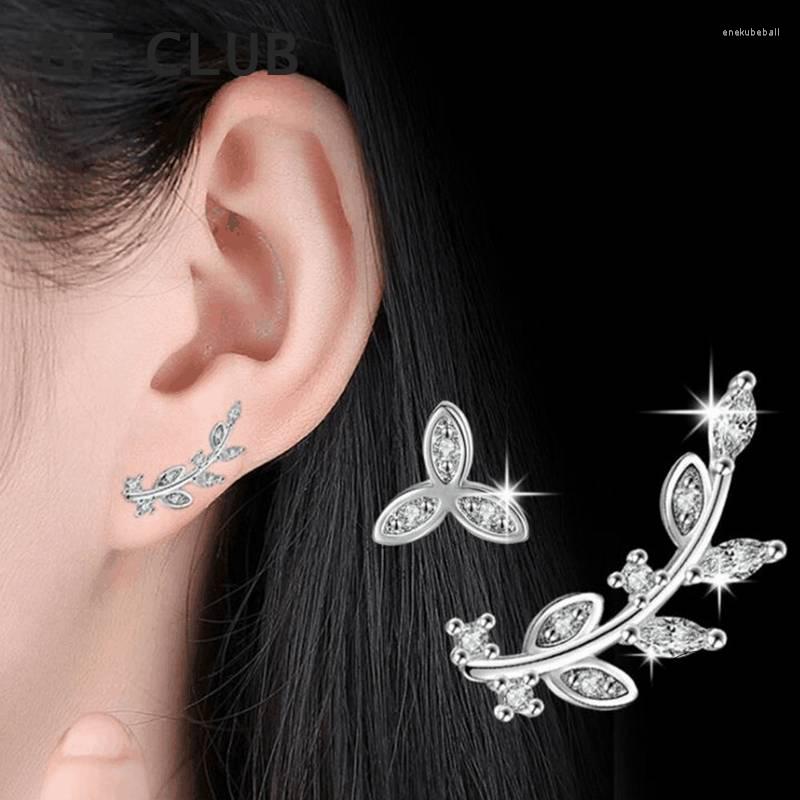 

Hoop Earrings JMYUMI 925 Sterling Silver Stud High Quality Retro Simple Cubic Zirconia Leaf Jewelry