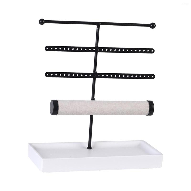 

Jewelry Pouches Stand Collection Earring Holder With Wooden Tray Metal For Bangles