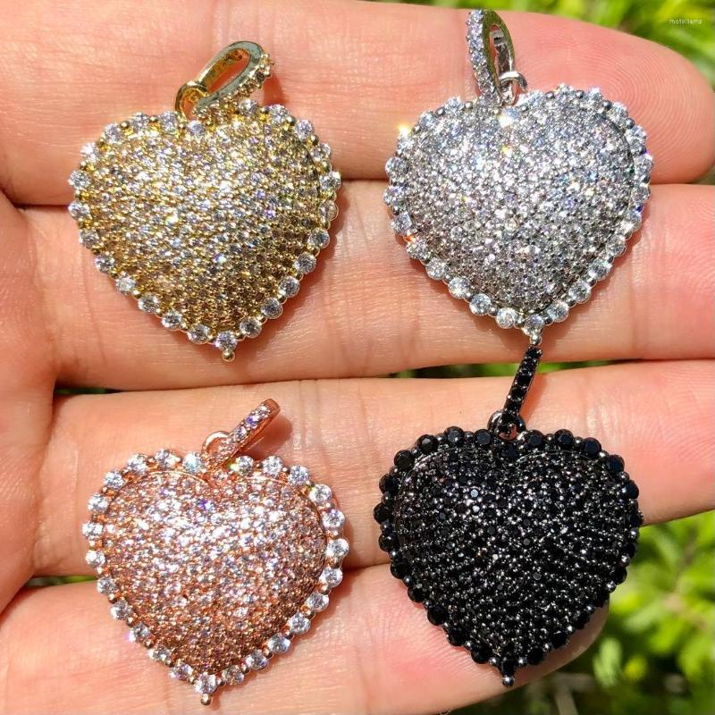 

Charms 5Pcs Cubic Zirconia Pave Heart Charm Gold Plated Pendant For Woman Fashion Jewelry Findings Bracelets Necklace Accessories