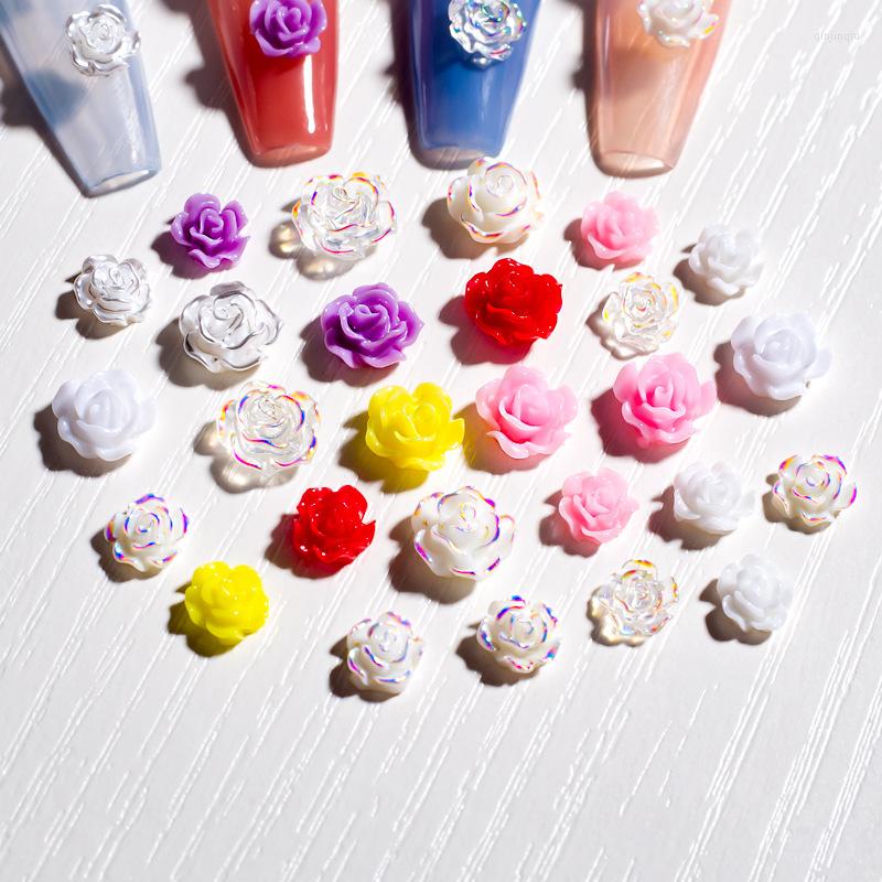 

Nail Art Decorations 20Pcs Crystal Rose Jewelry 6-8mm Flower Aurora Charm Decoration Sparkly