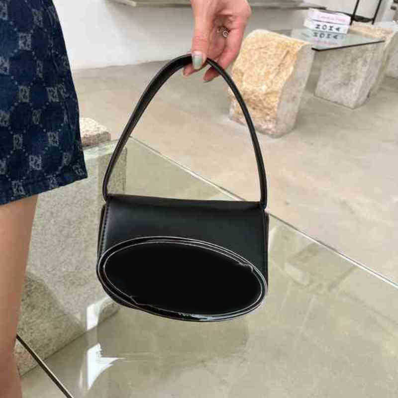 

D Luxury Pink Women Top Handle Purse Half Round Design Brand Leather Underarm Flap Shoulder Bag Fashion Tote Handbags 220507, Black