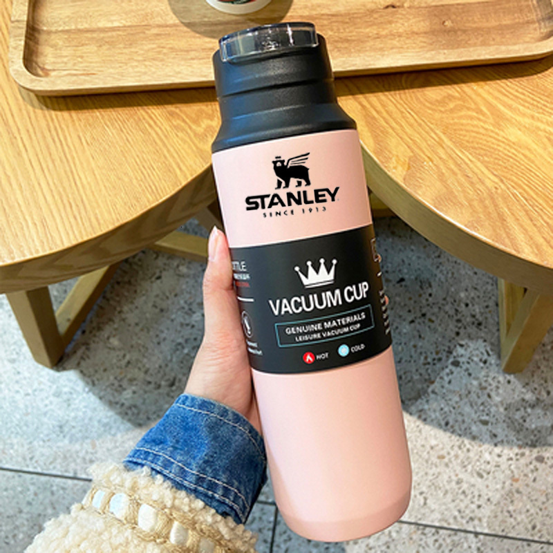 

Water Bottles Stanley 480ml Double Wall Vacuum Bottle Thermal Mug Cup with Handle Thermos Stainless Steel Flask Insulated 221208, Black