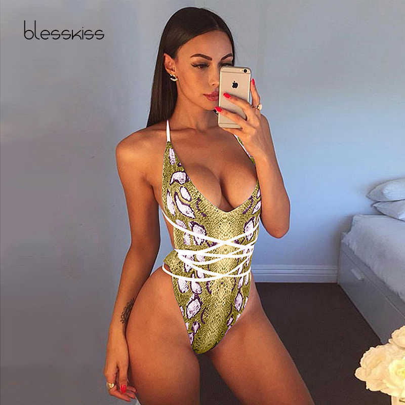 

Swim Wear Blesskiss Snake Print 1 One Piece Monikini Swimsuit Bathing Suit Women Swimwear 2021 Swimming Suit For Women Thong Biquini T221208