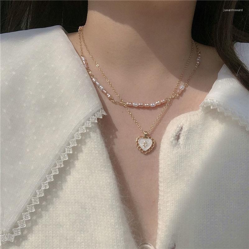 

Choker Sweet Retro Double-layer Pearl Necklace Clavicle Chain Light Luxury Chokers Pendant Trendy Girl Beaded Necklaces Jewelry
