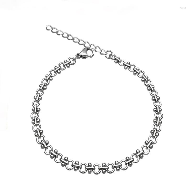 

Link Bracelets Fashionable Titanium Steel Personality Round Bead Bracelet Female Frosty Simple Student Couple Hand Ornaments