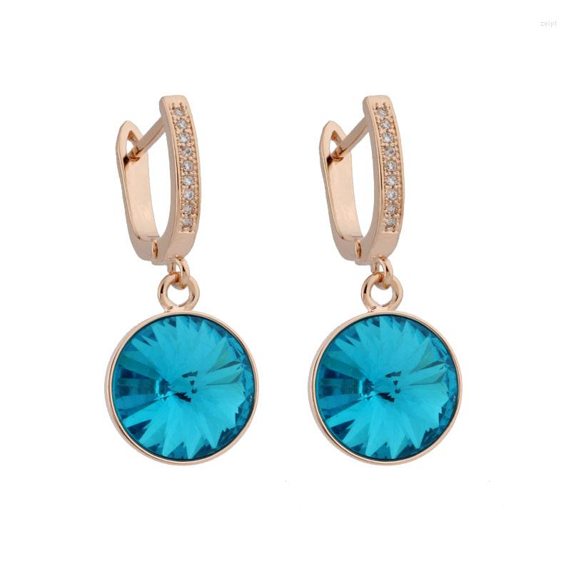 

Dangle Earrings 2022 Jewelry Trend Luxury Round Crystal Rose Gold Color Drop Wedding Gift