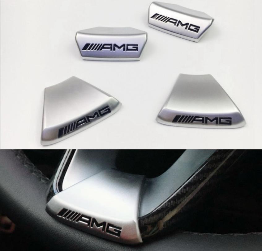 

New For AMG Mercedes Benz W212 W211 W210 GLC GLA E200L CE class Car Steering Wheel AMG LOGO Emblem Car Sticker Sports Edition5102002, Sliver