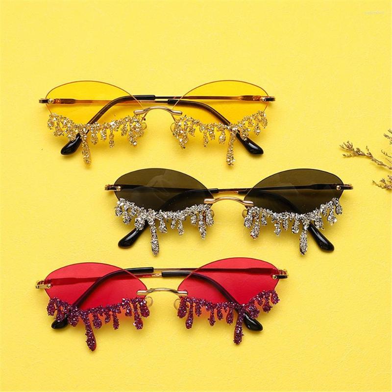 

Sunglasses Fashion Small Oval UV400 Narrow Sun Glasses Tears Flame Shades Wave Eyewear