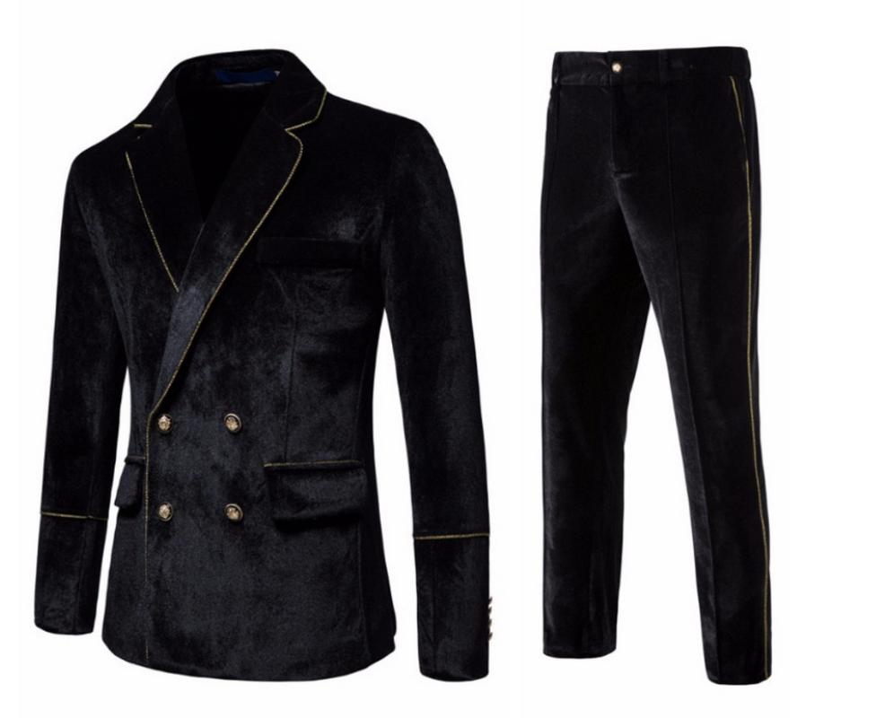 

Men's Suits & Blazers 2 Pieces Velvet Winter Mens Slim Fit Costumes Tuxedos For Business Formal Office Wedding Bridegroom, 004