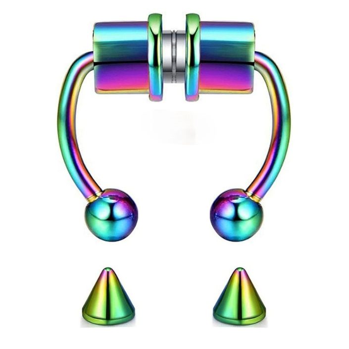 

UPDATE Anti Allergy Magnet Clip on Nose Rings Studs Gold Rainbow No Hole Stainless Steel Ring Body Jewelry for Women Fashion