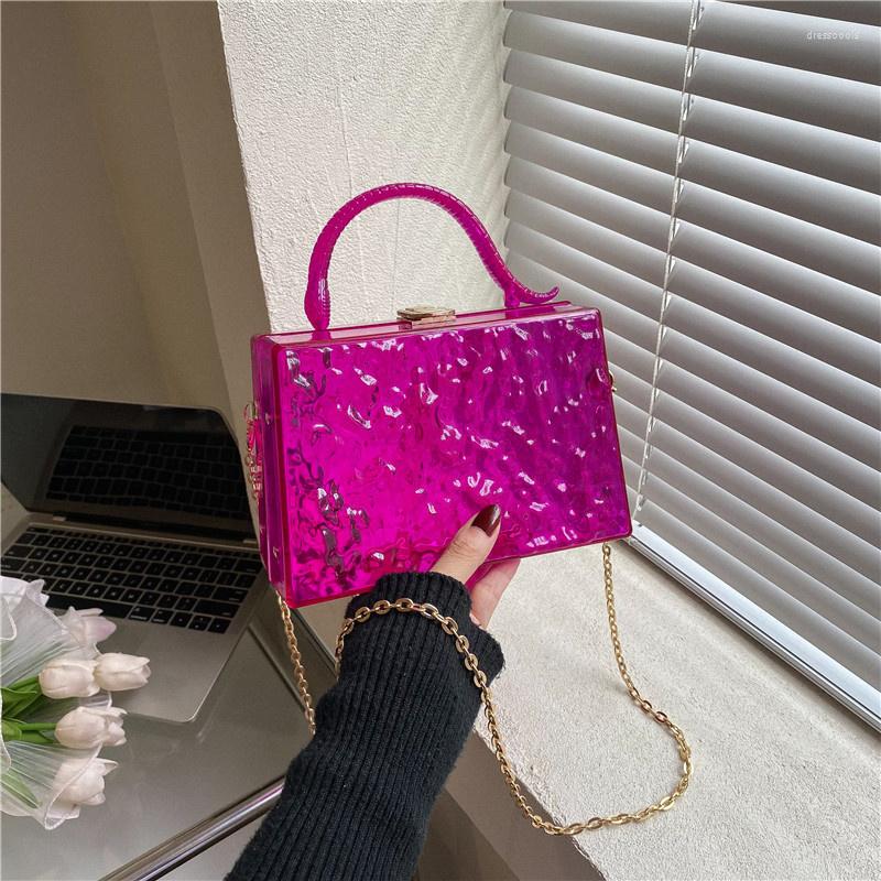 

Evening Bags Transparent Acrylic Hand Bag With Handle Fashion Lady Shoulder Crossbody Women Metal Zipper Handbag And Handbags, Blue