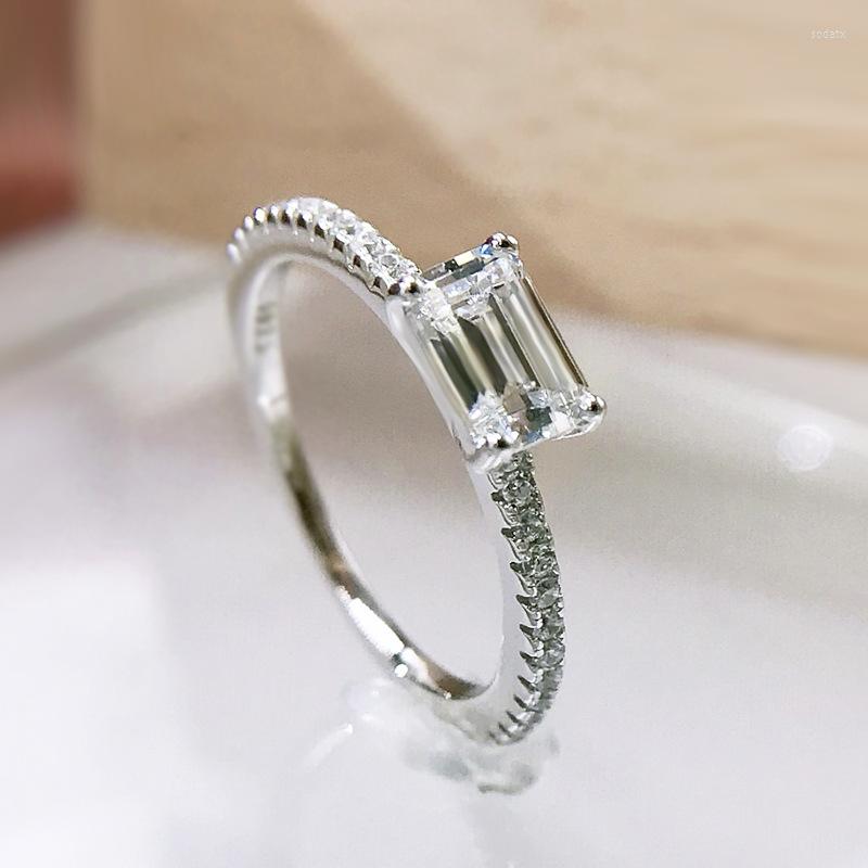 

Cluster Rings 2022 S925 Silver Mini Sugar Cube Emerald Cut Rose Gold Colour Ring For Women Wedding Proposal Jewelry Gift
