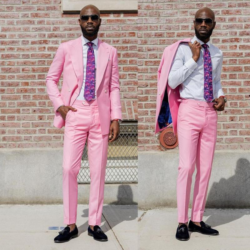 

Men's Suits Young Pink Men Tuxedos Peaked Lapel Double Breasted Custom Made 2 Piece Set Party Wedding Evening Prom Formal Jacket, Green