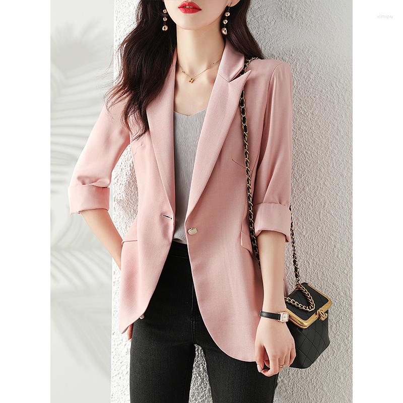 

Women' Suits Fashion Causal Ladies Pink Blazer Women Jacket Office Female Work OL Styles Spring Summer, Black