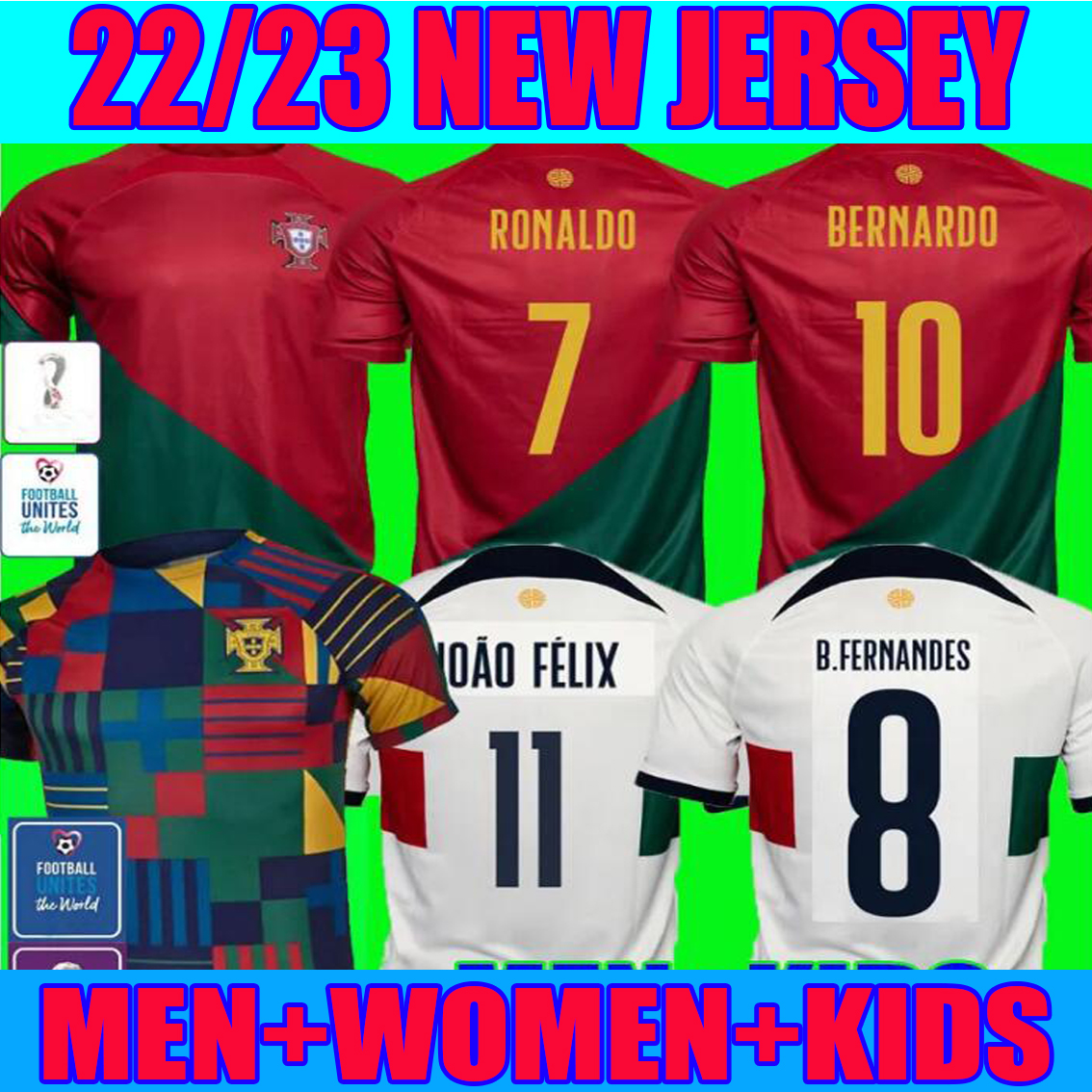 

22 23 Portugal soccer jerseys JOAO FELIX BERMARDO B.FERNANDES camisa de futebol 2022 2023 ANDRe SILVA football shirt Men Kids kit women R.LEAO OTAVIO VITINHA pre match, 2020 home adult