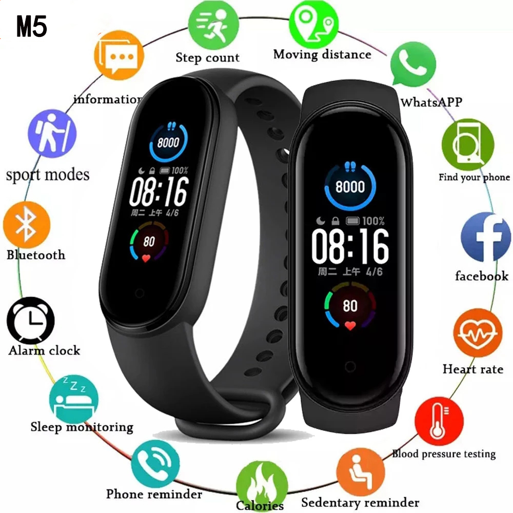 

M5 Xiaomi Smart Band Waterproof Sport Smart Watch Men Woman Blood Pressure Heart Rate Monitor Fitness Health Bracelet For Android IOS