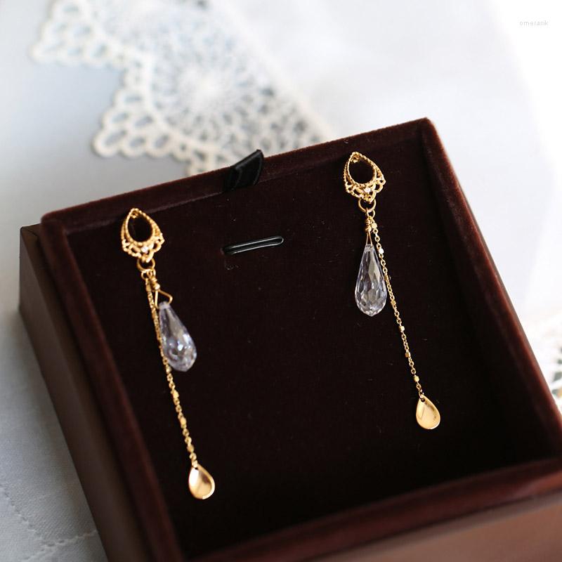 

Dangle Earrings MoBuy 925 Sterling Silver Drop Earring For Women Vintage Tassel Water Zircon 14K Gold Plated Fine Jewelry MBEI112