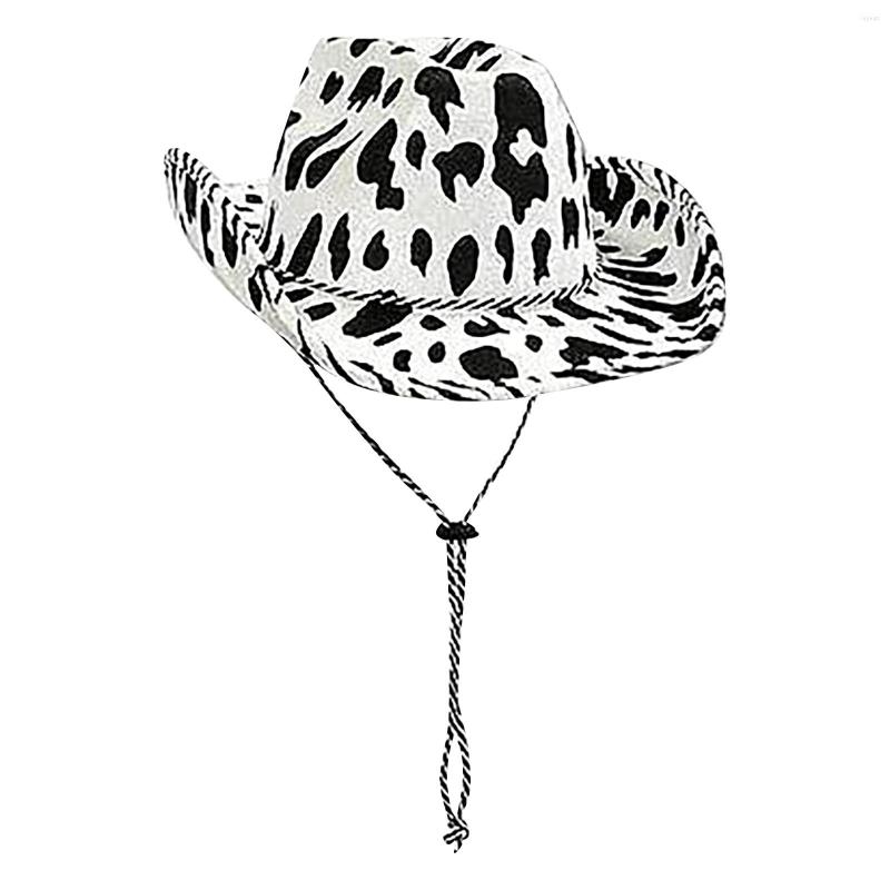 

Berets 2022 Fashion Milky Cowboy Straw Hat Women Summer Outdoor Travel Beach Hats Unisex Double Sided Western Sunshade Cap, White