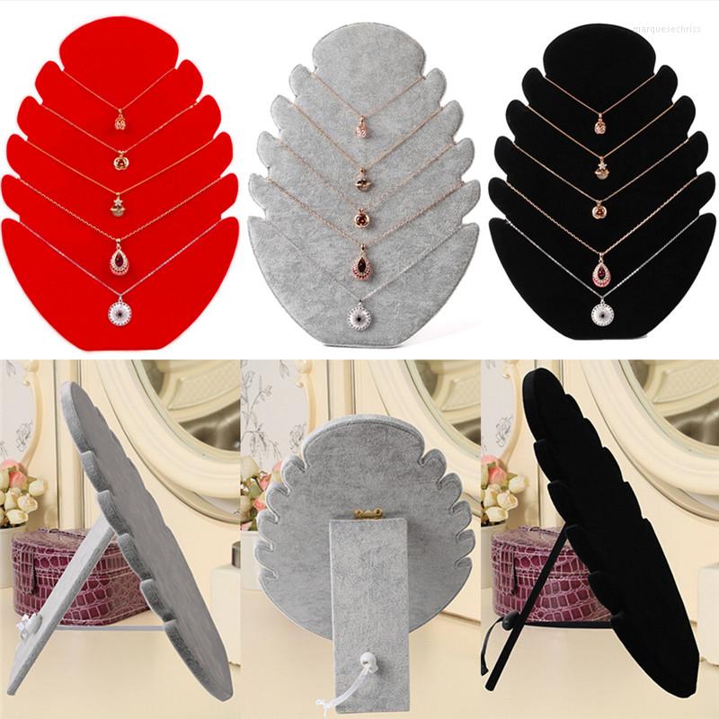 

Jewelry Pouches 1Pc Flannel Flame Necklace Display Stand Rack Counter Storage Props Card