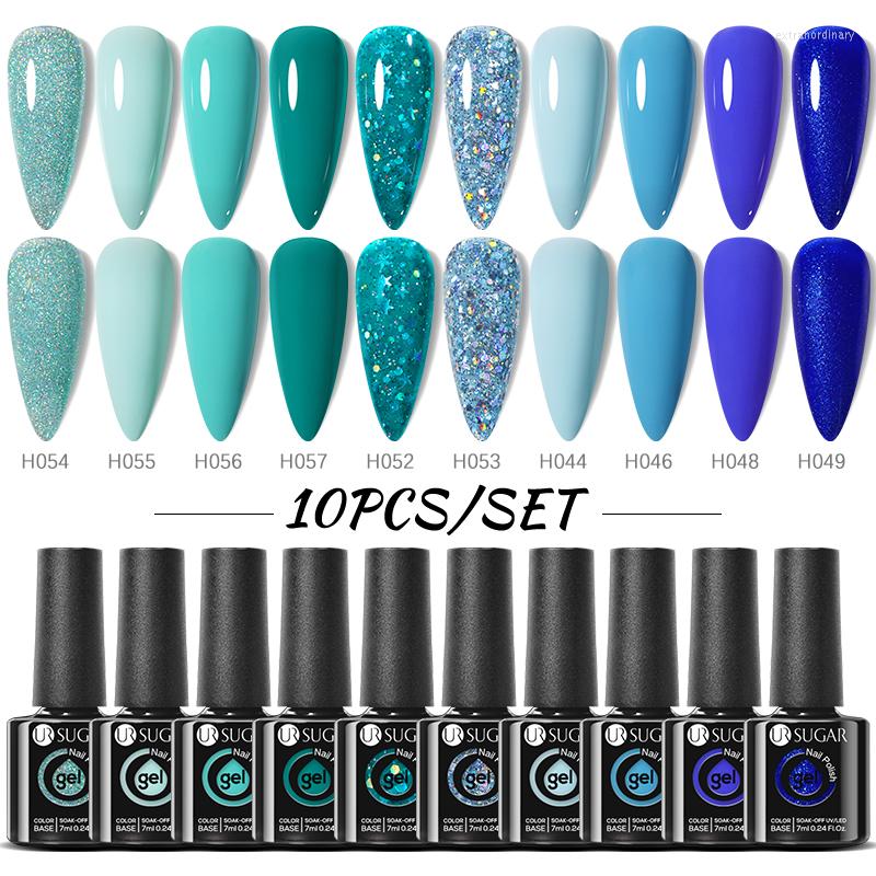 

Nail Art Kits HEALLOR 10PCS Blue Green Glitter Gel Polish Set Vernis Semi Permanent Soak Off UV LED