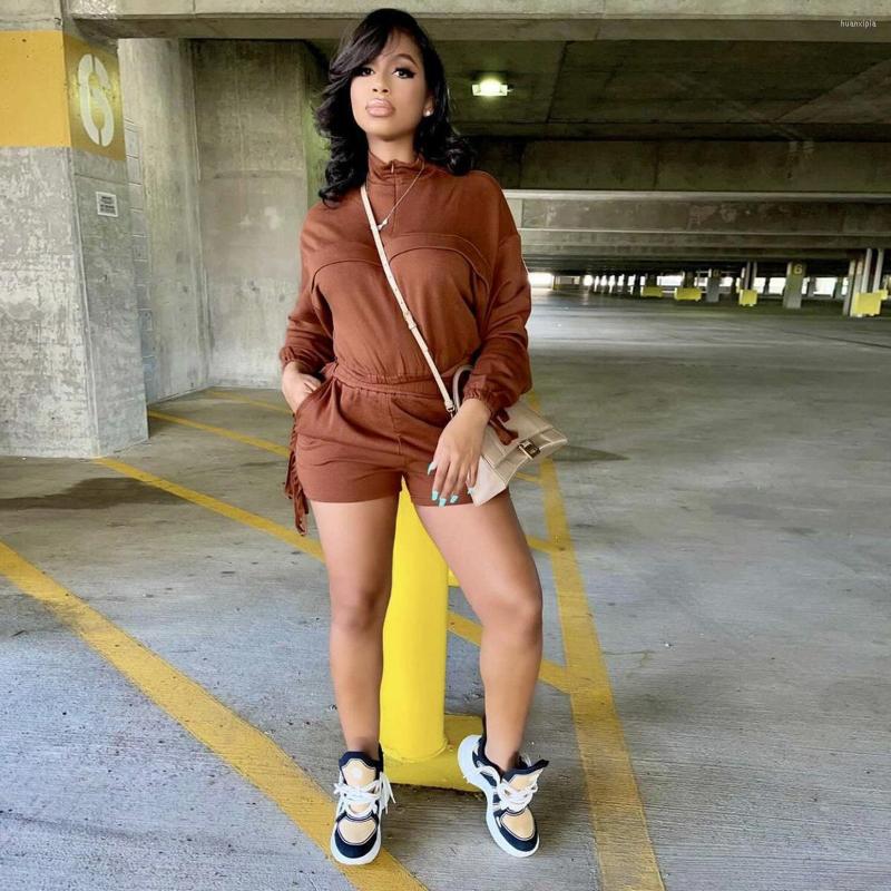 

Women' Tracksuits Tassels Stitching Two Piece Sweatsuits Women' Clothes 2022 Turtleneck Long Sleeve Pullover And Workout Biker Short, Black