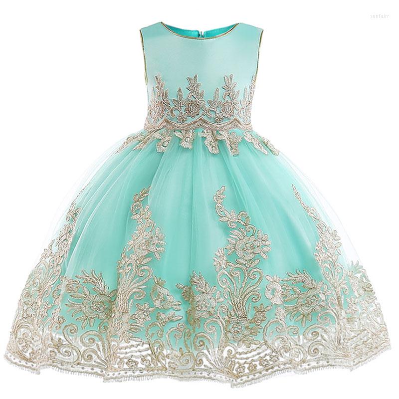 

Girl Dresses Appliques Princess Dress For Birthday Party Elegant Girls Christmas Wedding Evening Gown Vestidos, Dark green