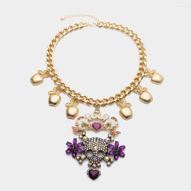 

Stud Earrings European And American Retro Fashion Design Exaggerated Colorful Punk Skull Necklace