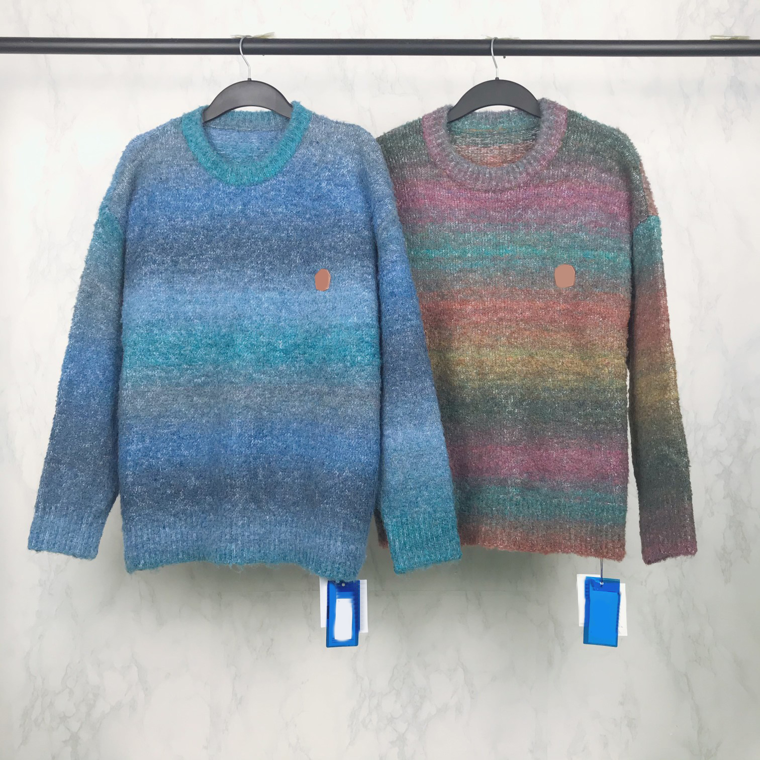 

Heavy Fabric Colorblock Adererror Knitted Sweater Men Women Casual Oversized Gradient Color Aderes Error Pullover Sweaters, Color#1