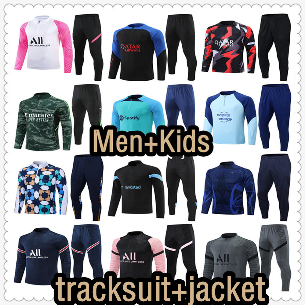 

21 22 23 tracksuit football jerseys training suit jersey soccer tuta maillot survetement foot futbol chandal jogging jacket 2022 2023 men kids kit