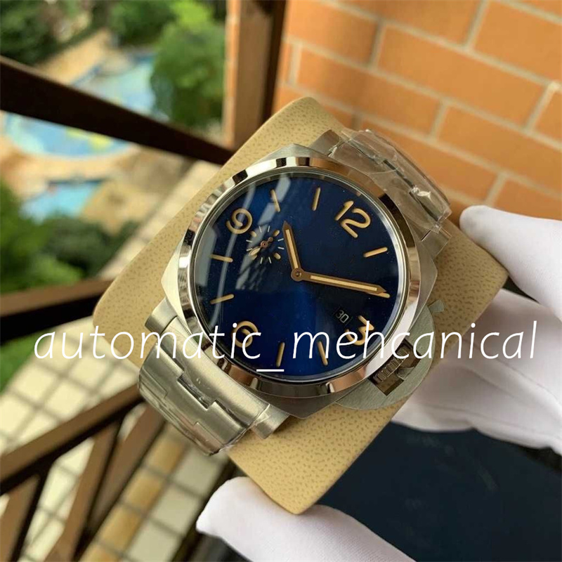 

Premium Mens Watch 44mm Date Display Small Second circle 904L Stainless Steel Strap Transparent movement Back automatic mechanical sport wristwatch, Add box