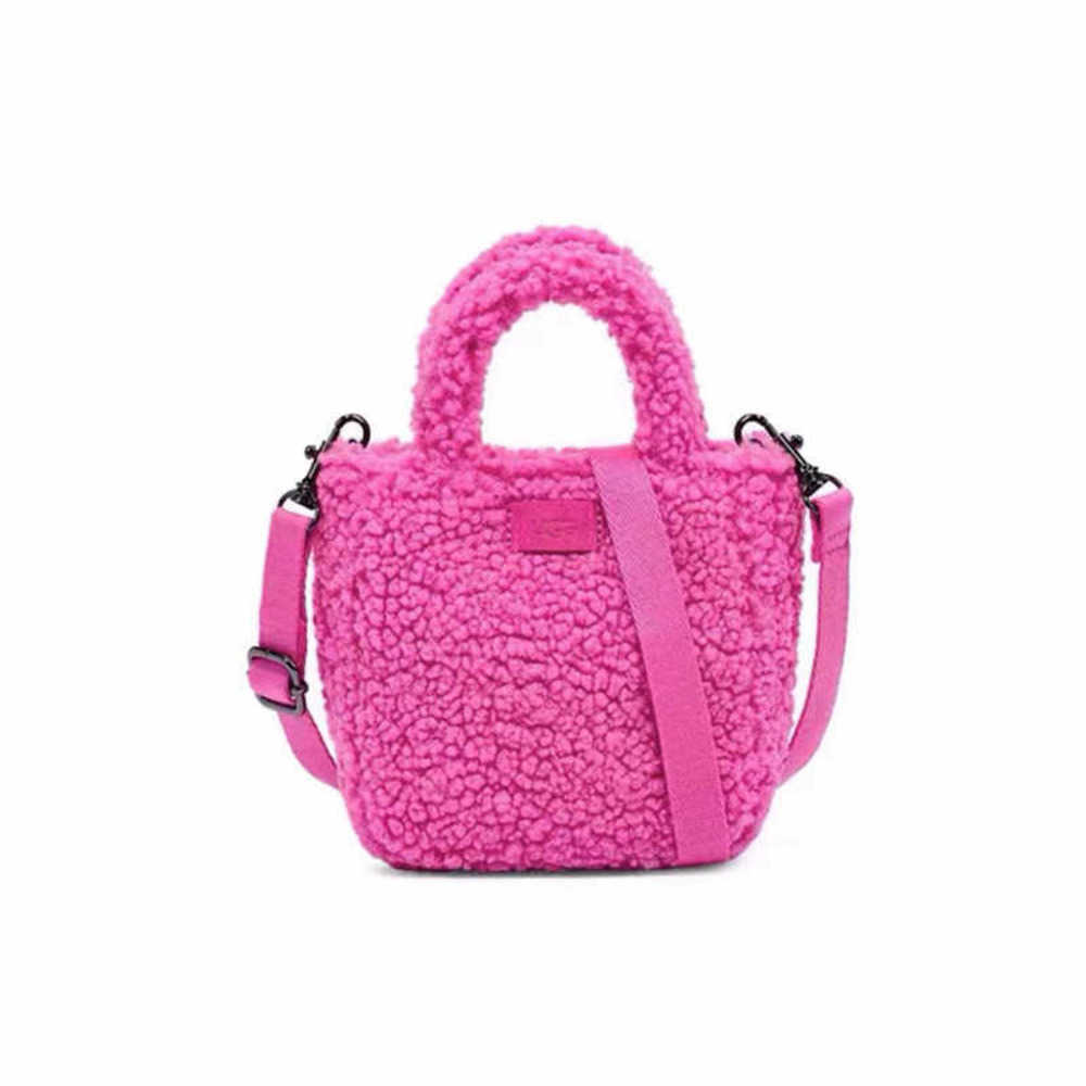 

Shopping Bags Totes Stuff Sacks Women's Bag Autumn and Winter Wool Candy Lamb Fleece Sweet One Shoulder Crossbody Handheld Bucket Bag 1208, Small pink