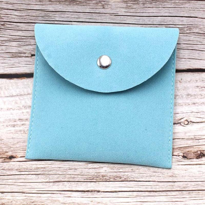 

Jewelry Pouches Portable Soft Velvet Bracelet Necklace Envelope Storage Bag With Snap Button Dust Proof Pouch For Gift Packaging T84A