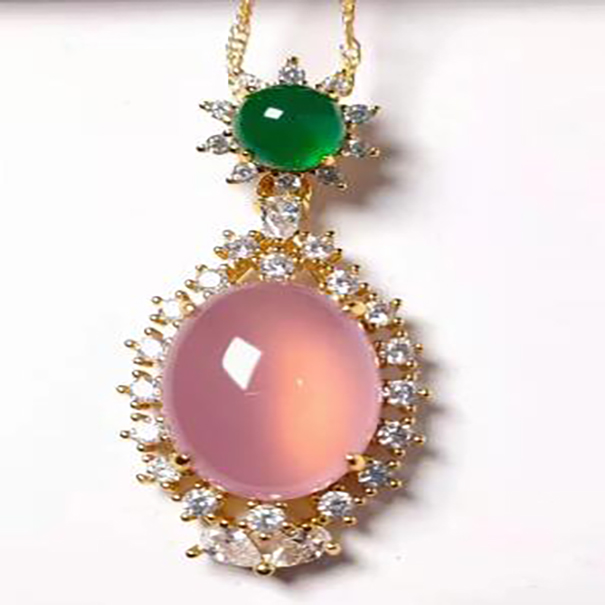

Natural Pink jade with 925silver jewelry pendants necklace