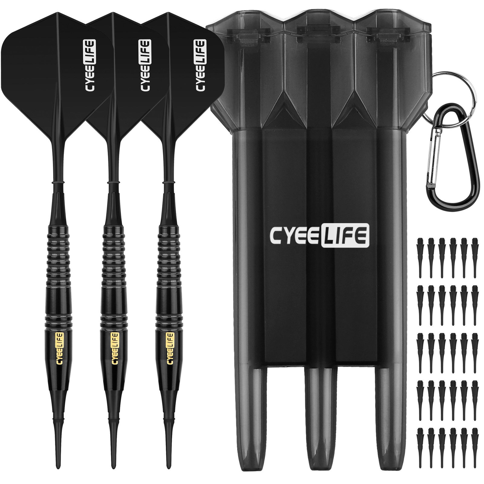 

Darts CyeeLife Brass Soft Tip Darts 18g With Carry Case and Plastic Points Flights Professional Electronic Dart set 221207