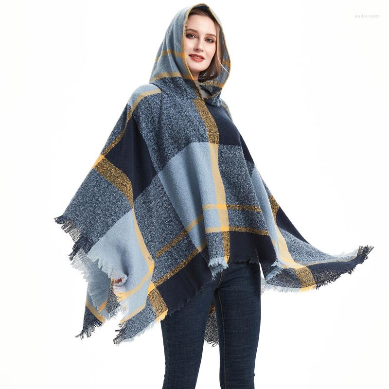 

Scarves Design Women Ladies Multicolor Plaid Tassel Cape Coat Fringe Poncho Oblique Stripe Bohemian Shawl Scarf Drop