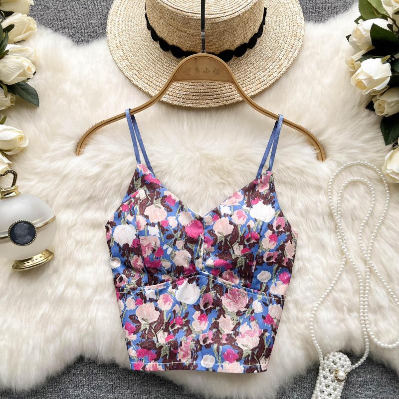 

Women's Tanks ITOOLIN Corset Mujer Cami Women Floral Binder Chest Sexy Tank Top Camisole Harajuku Spaghetti Strap, Black