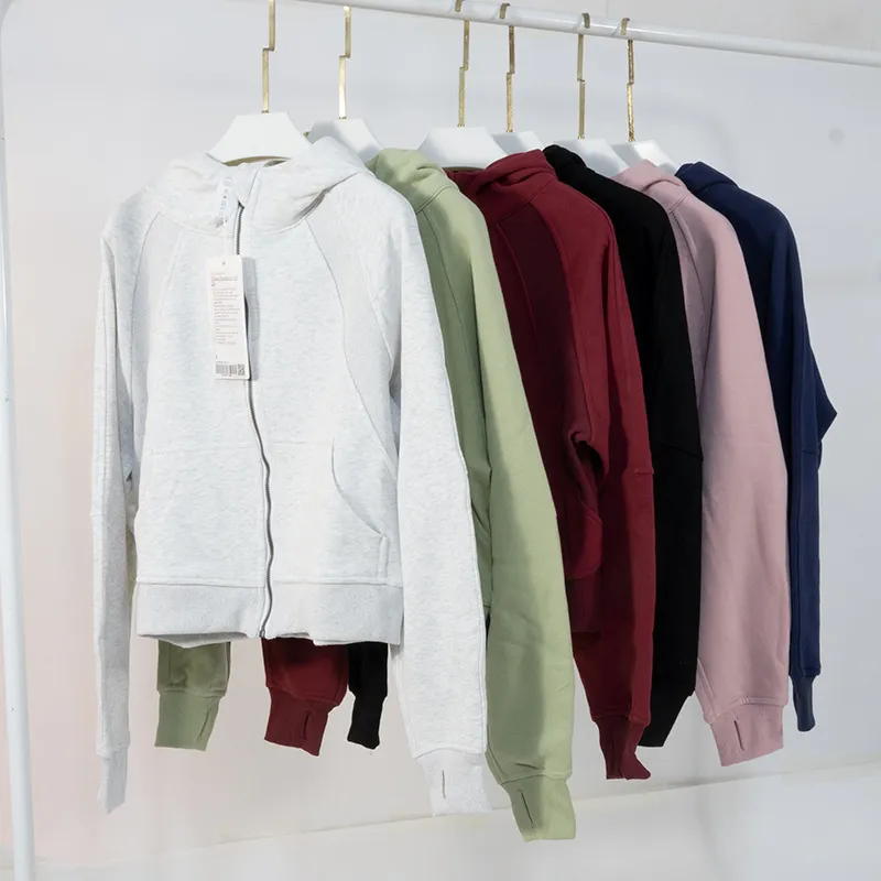 

LL Yoga Sweatshirt Scuba FullZip Hoody Hoodies Outdoor Fleece Thicken Sweaters Gym Clothes WomenTops Workout Fitness Thick Yoga Jackets, Black