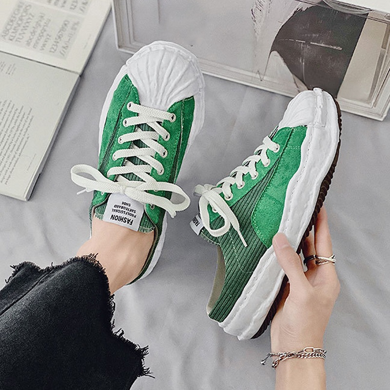 

Dress Shoes Men s Leisure Sneakers Big Head Thick Bottom Shell Comfortable Casual Sports Retro All match Canvas for 221207, Green