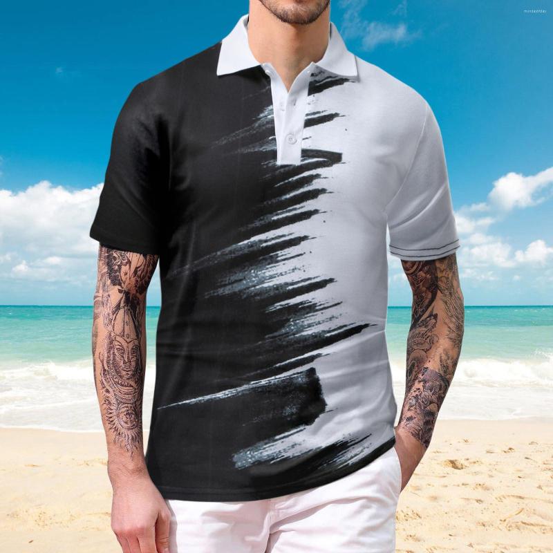 

Men's Casual Shirts Aqua Shirt Male Print Button Turn Down Collar Blouse Short Sleeve Tops, Black